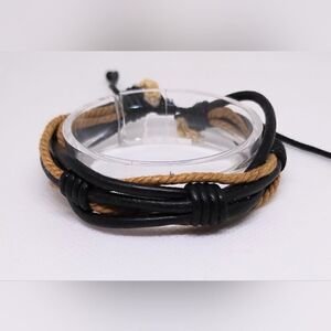 Men's‎ leather bracelet layered brown new e5